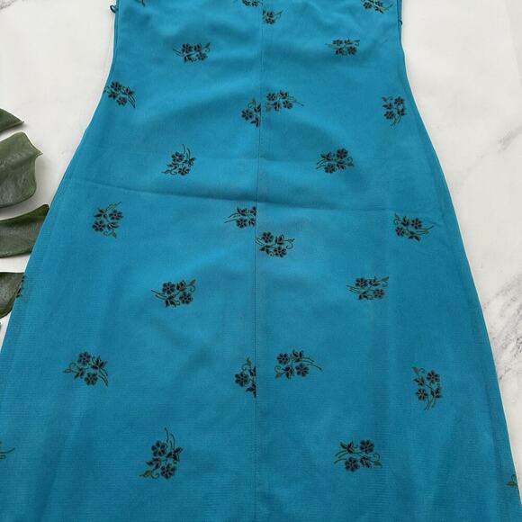 Hourglass Womens Vintage Y2k Halter Dress Size M Blue Paisley Mesh Boho - Picture 9 of 10